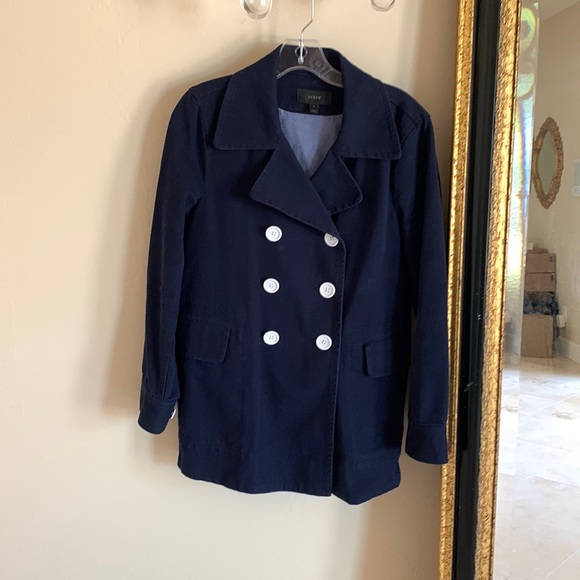 J Crew Double Breasted Navy Pea Coat - Picture 3 of 5